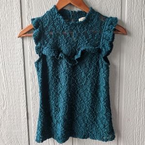 Lily White. Turquoise Lace Tank Blouse